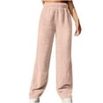 thumbnail image 3 of YOIAVAIOY Women's Warm Lounge Pant Fuzzy Fleece Pants Elastic Waisted Wide Leg Trousers Winter Casual Baggy Trousers Pink XL, 3 of 9