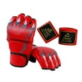 thumbnail image 5 of yotijar Half Finger Boxing Gloves MMA Gloves for Grappling Karate Fighting Muay Thai Red, 5 of 8