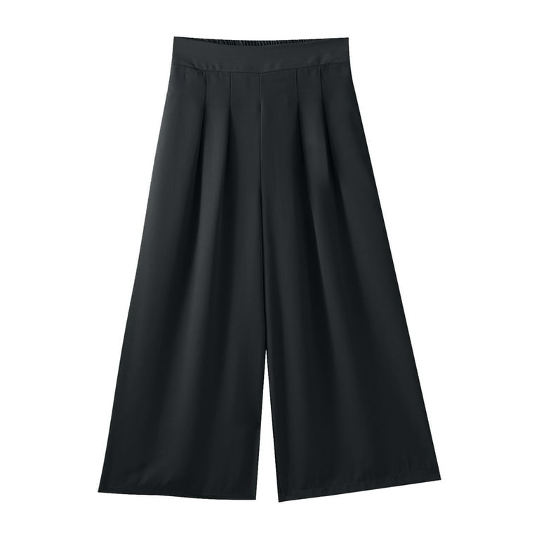 Womens Wide Leg Cropped Suit Pants Work Business Summer Pleated Waisted  Side Zipper Up Trousers With Pockets Womens Pants Casual Work Winter Casual Dress  Pants for Women with Pockets Women Casual -