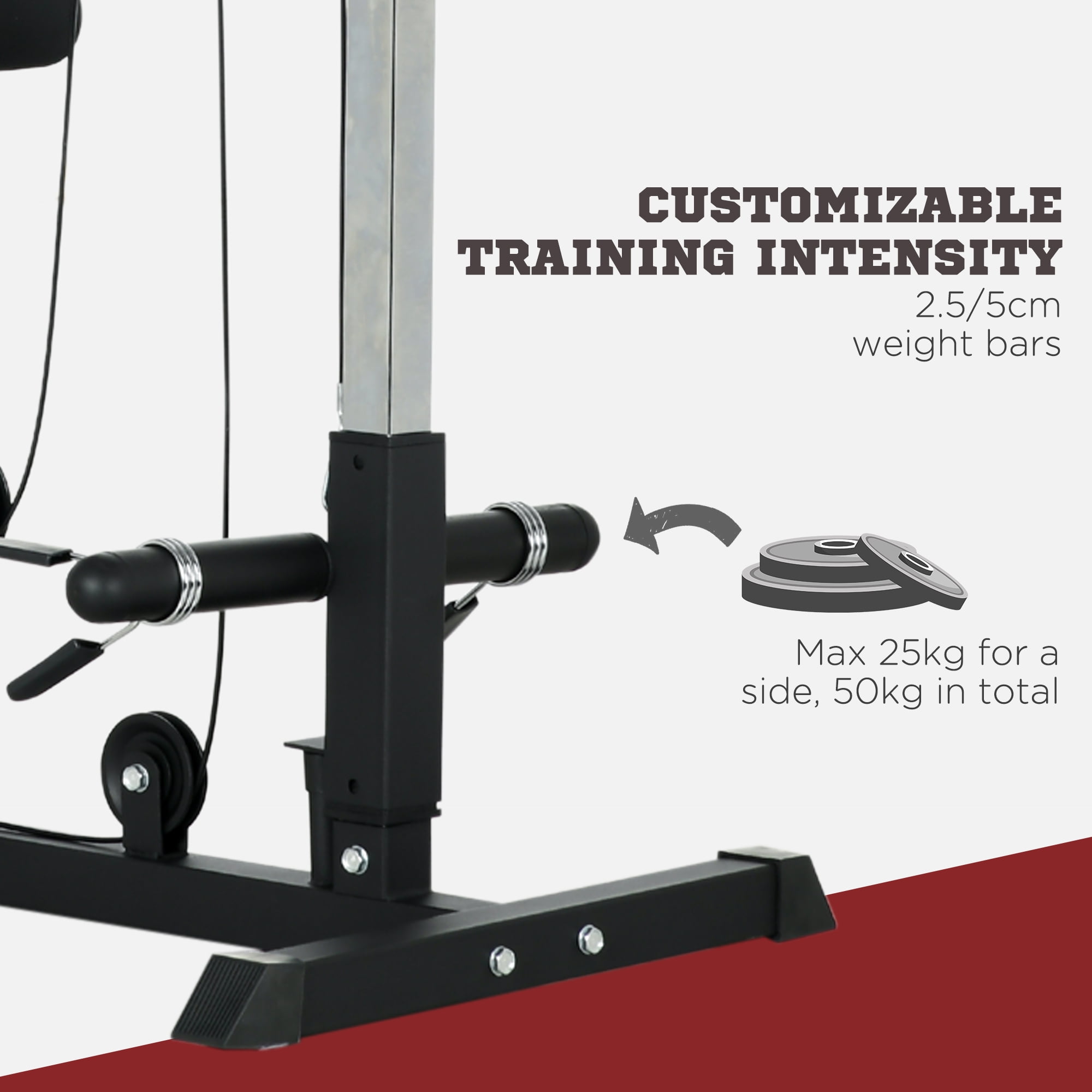 Soozier Cable Machine Lat Pull Down Machines with Flip Up Footplate Home Gyms, Steel Black
