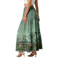 thumbnail image 4 of LWavelet Women Tribal Print Tiered Maxi Skirt Elastic Waist With Pockets Boho Long Skirt Army Green M, 4 of 6