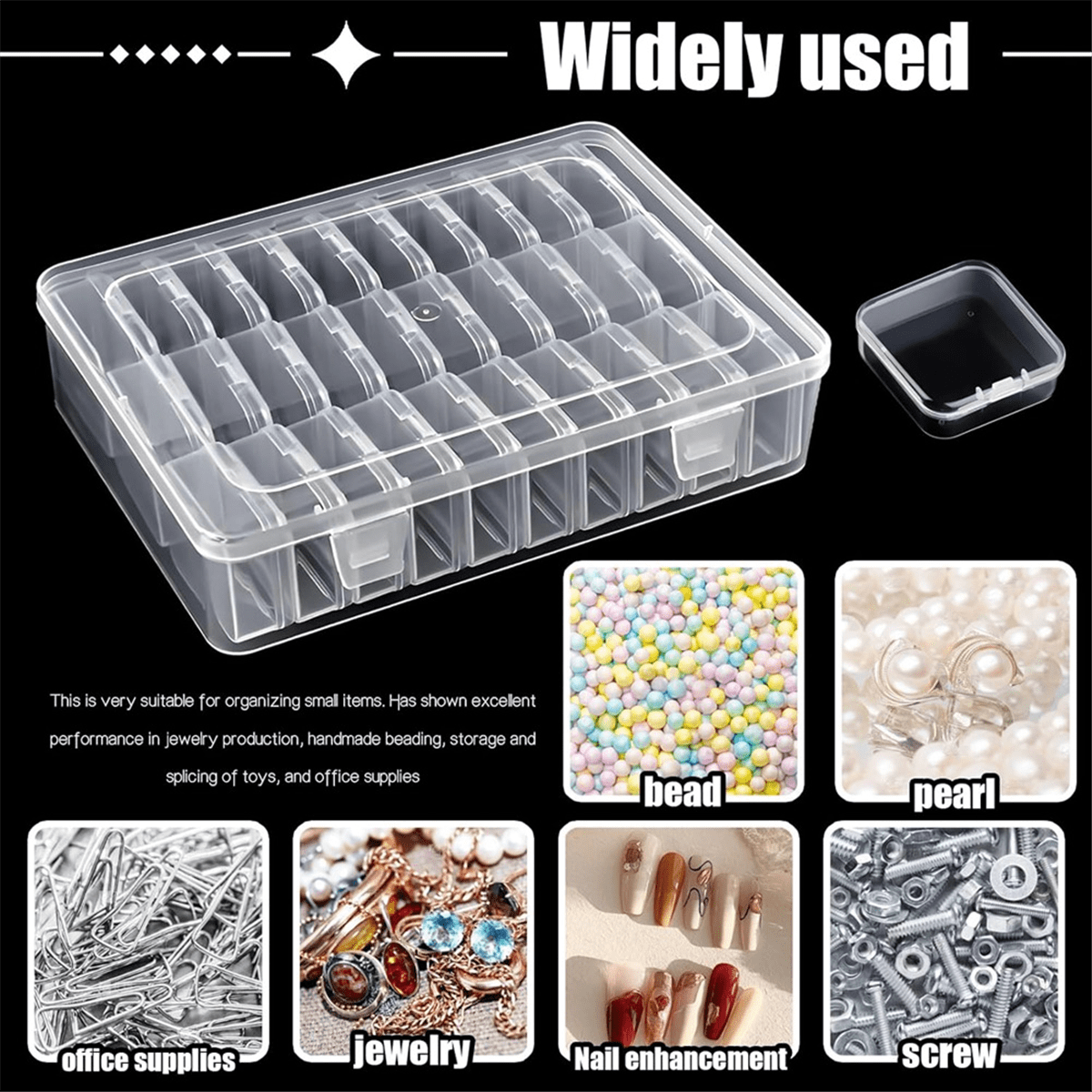 Beaded Container with Large Hinged Lid Storage Box, Diamond Art Storage Box for Organizing Craft Supplies Box