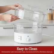 Classic Cuisine 2-Tier Electric Food Steamer with Timer – Vegetable Steamer and Rice Cooker
