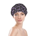 thumbnail image 3 of Kdxio Bat Purple Print Shower Cap for Women,Elastic and Reusable,Double Waterproof Layers Bathing Hat, 3 of 9