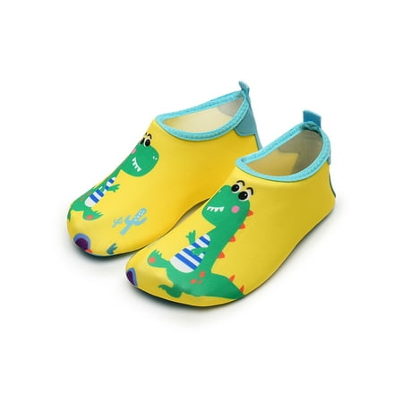 

Kesitin Children Water Shoes Slip On Aqua Socks Surf Beach Shoe Cartoon Casual Flats Exercise Quick Dry Barefoot Green Dinosaurs 11.5C
