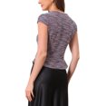 thumbnail image 3 of INSPIRE CHIC Women's Tweed Plaid Top V Neck Cap Sleeve Peplum Hem Blouse Black Red S, 3 of 6