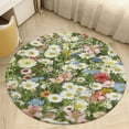 thumbnail image 4 of Floral Colorful Flower Round Small Area Rug, Print Non Slip Washable Floor Mat, Soft Throw Rug for Living Room, Powder Room Entryway, Bathroom, Bedside, 4 of 6