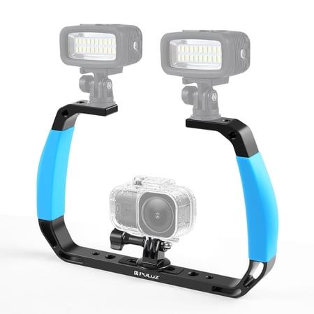 QKOO Dual Silicone Handles Aluminium Alloy Underwater Diving Rig for GoPro, DJI OSMO Action, and