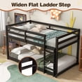 thumbnail image 6 of UHOMEPRO Twin Over Twin Bunk Bed for Kids, Solid Wood Low Floor Bunk Bed with Safety Rail and Ladder, Heavy Duty Kids Bunk Bed, Space-Saving Bed Frame for Bedroom, Espresso, 6 of 13