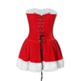 thumbnail image 4 of Douhoow Women Christmas Dress Off Shoulder Plush Bandage High Waist Mini Dress with Hat, 4 of 8