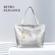 thumbnail image 5 of 1 bolso de mano de gran capacidad para mujer, bolso de hombro tipo shopper, bolso de mano de moda para el trabajo escolar, color plateado, 5 of 6