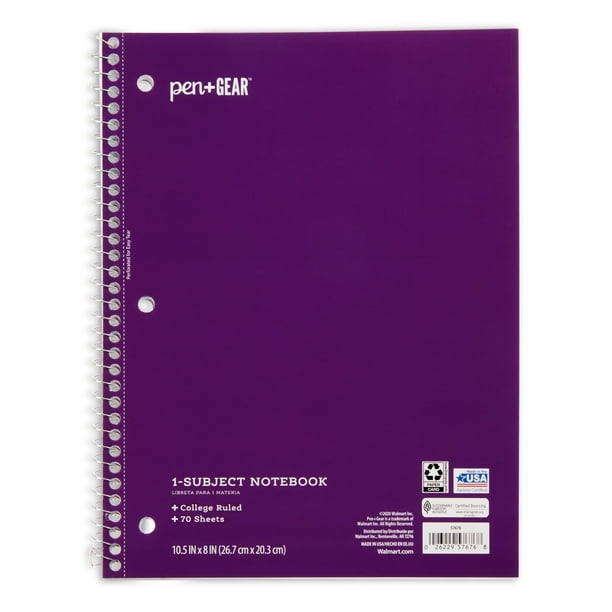 Pen + Gear 1-Subject Notebook, College Ruled, 70 Sheets, Purple