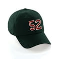 thumbnail image 1 of Customized Number Hat 00 to 99 Team Colors Baseball Cap, Dk Green Hat White Red Number 52, 1 of 4