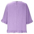 thumbnail image 6 of hotojiny 3/4 Length Sleeve Tops for Women Cotton Linen Trendy Ruffle Hem Shirts Lounge Loose Crewneck Blouse, 6 of 6