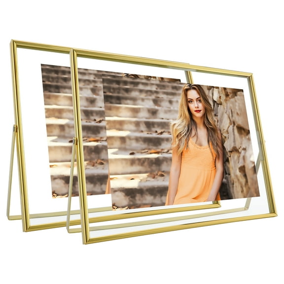 AhaGo 8x10 Gold Floating Picture Frame, 2 Set, Horizontal, For Photo 8x10, 7x9, 6x8,Classy For Festival, Wedding