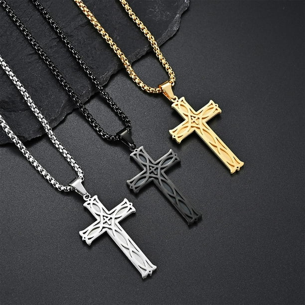 Colgante de Cruz con Nudo Irlandés, Acero de Titanio, Collar Conciso En Forma de Cruz, Colgante de Metal Único