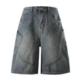 thumbnail image 2 of DPTALR Men's Summer Fashion Solid Color Zipper Fly Straight Leg Denim Cargo Shorts with Pockets,Gray,Big and Tall Men L, 2 of 7