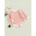 thumbnail image 3 of Baby Boy's Girl's Check Romper Round Neck Long Sleeve One Piece Plaid Romper, 3 of 9