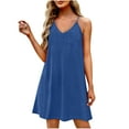 thumbnail image 2 of Coorders No Boundaries Strappy Midi Dress，Sleeveless V-Neck Mesh Dress for Women’s and Women’s Plus, Blue,Size,M, 2 of 6