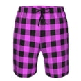 thumbnail image 4 of Naloa Purple Black Buffalo Plaid Men's Beach Shorts, Surfing shorts, Swim trunks, Quick Dry Swim Trunks for Surfing Beach Fun - Large, 4 of 9