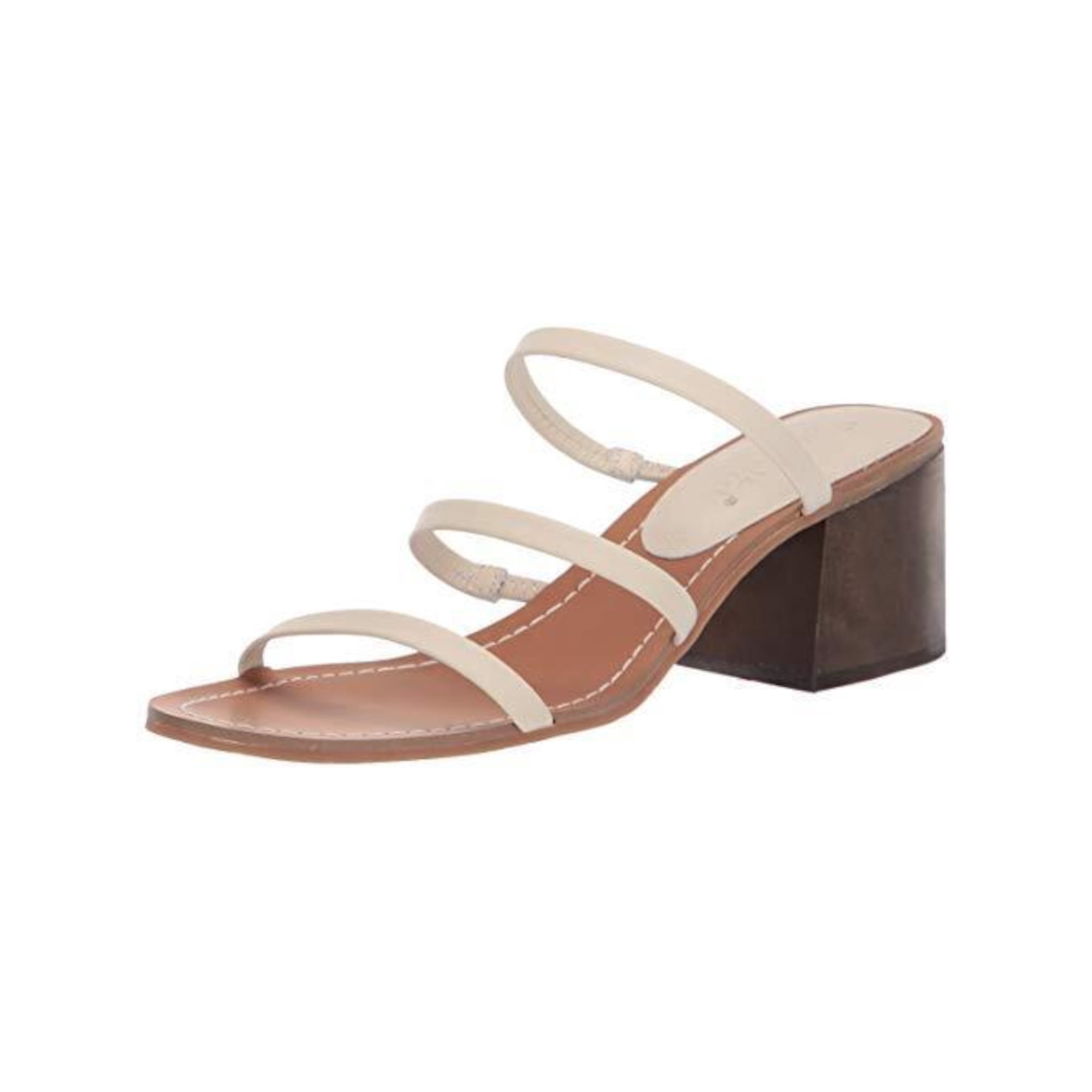 SPLENDID Womens Eggshell Ivory Strappy Padded Meli Round Toe Block Heel Slip On Leather Dress Sandals Shoes 6 M
