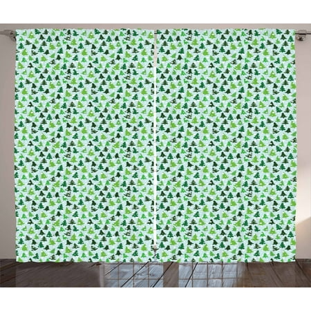 Northwoods Curtains 2 Panels Set Pattern With Silhouettes Fir
