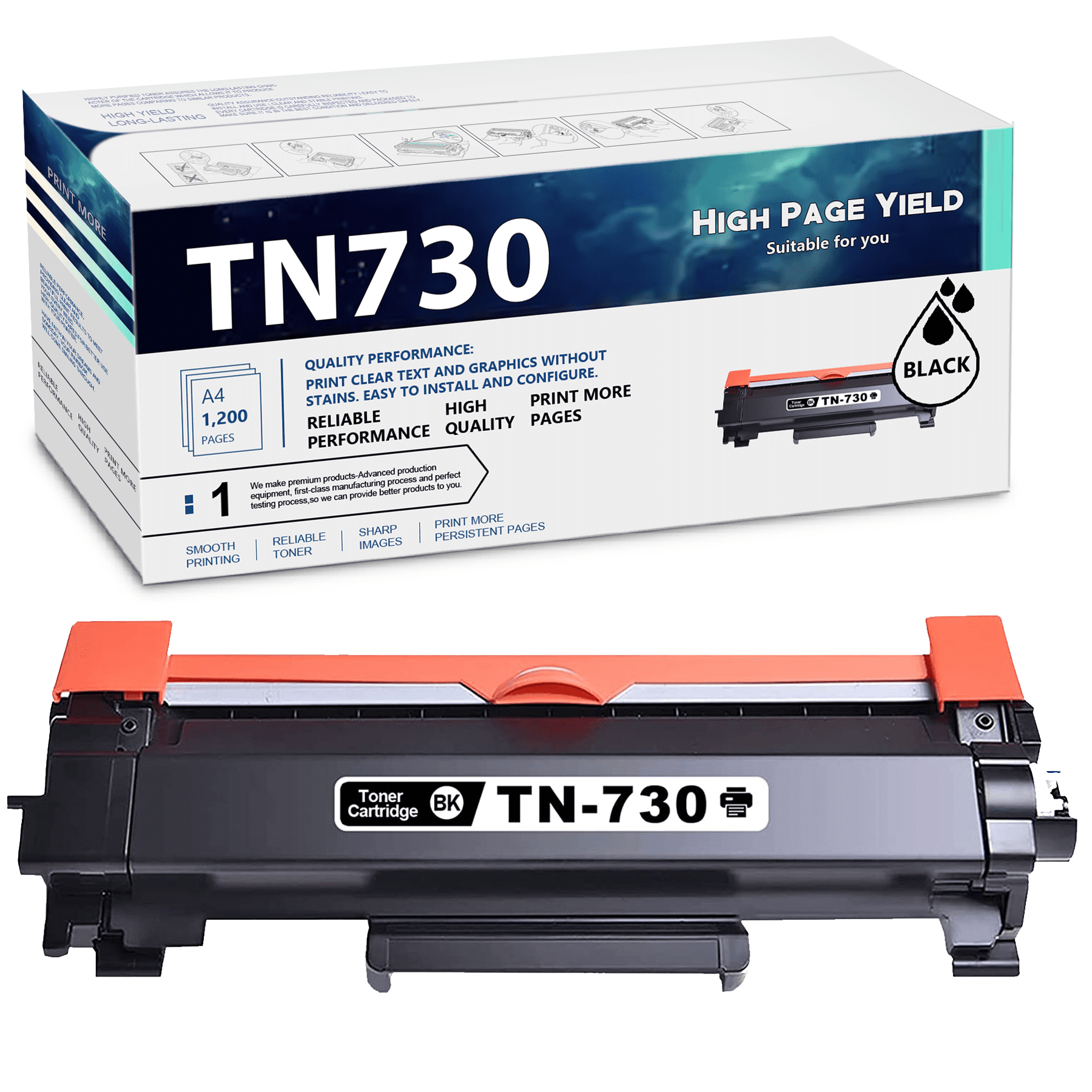 TN730 Black Toner Cartridge Replacement for Brother HLL2350DW Printer