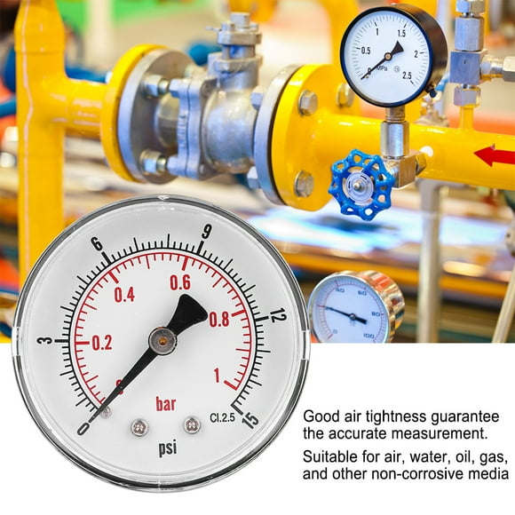 Axial Pressure Gauge, Back Connection Water Pressure Gauge For Air For Gas For Water