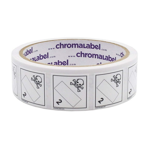 1" x 1" Permanent Durable D.O.T. Hazard Labels: Class 2 Blank, 250/Roll