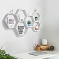 thumbnail image 2 of Hexagon Floating Shelves Set of 6 Honeycomb Shelves for Wall, Gray White, 2 of 7