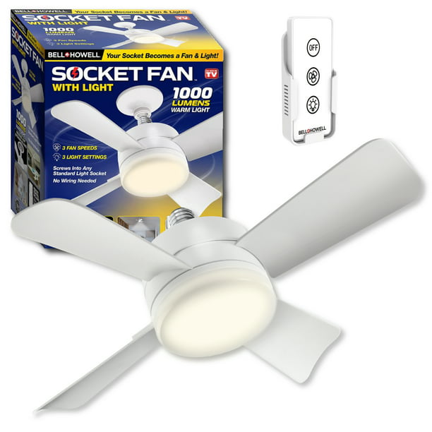 Bell and Howell Socket Ceiling Ceiling Fan with White Finish, Light Adjustable Ceiling 1000 Lumens, 4 - Walmart.com