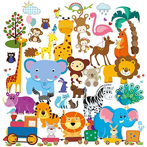 Wall Decals Safari Adventure Decorative L Stick Animal Art Sticker For Baby S Kids Room Nursery And Playroom 55 Pcs Canada - Baby Room Wall Art Stickers Wall Decals Safari Adventure Decorative L Stick Animal Art Sticker For Baby S Kids Room Nursery And Playroom 55 Pcs Canada - Baby Room Wall Art Stickers