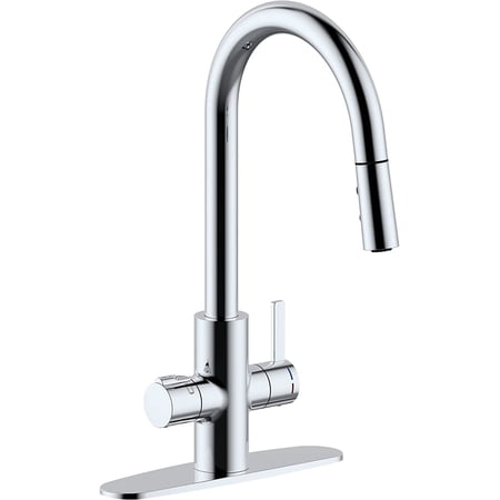 Westbrass 4 in 1 Kitchen Faucet with Dual Spray Mode Pull Down Retractable Sprayer Polished Chrome