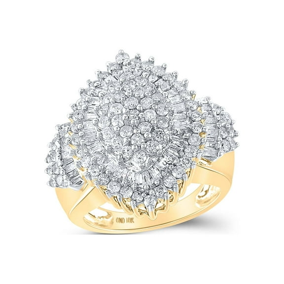10kt Yellow Gold Womens Round Diamond Oval Cluster Ring 2 Cttw