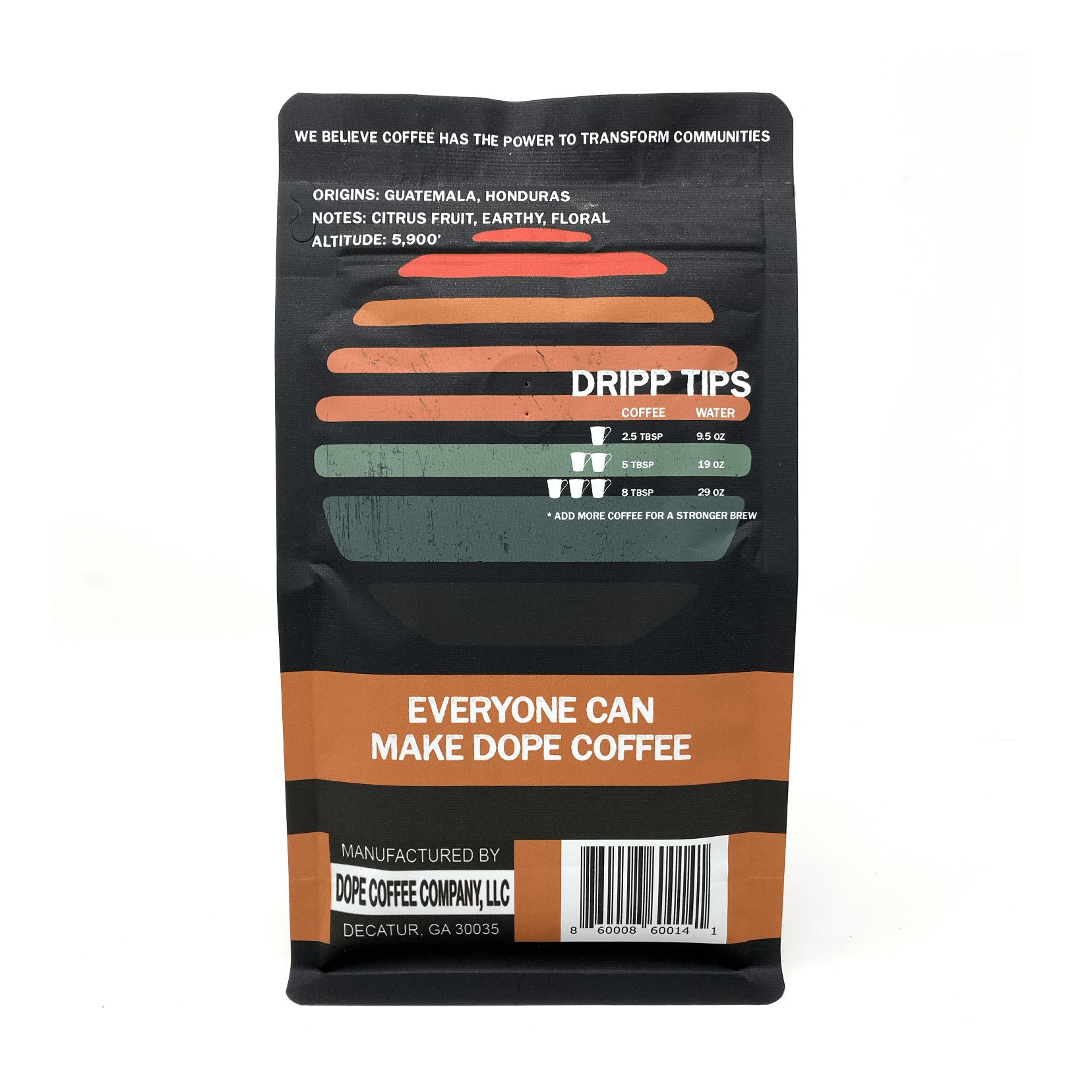 Dope Coffee Whole Bean Dope Sunrise Blend Medium Roast, 100% Organic Fair Trade, 100% Arabica, 12oz
