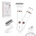thumbnail image 1 of Afeitadora eléctrica para mujeres: Kit de depilación y depilación indoloro 2 en 1, uso en seco y húmedo, inalámbrica, recargable tipo C con recortador de vello facial, cabezal de afeitado de 3 hojas y, 1 of 5