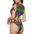 thumbnail image 3 of Easygdp Mardi Gras4 Women's One-Piece Swimsuit Slim Fit Crew Neck Bodysuit Athletic Swimwear with Concealed Buckle - X-Large, 3 of 9