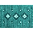 thumbnail image 1 of Ahgly Company Machine Washable Indoor Rectangle Abstract Turquoise Blue Contemporary Area Rugs, 3' x 5', 1 of 4