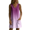 thumbnail image 6 of Levmjia Women's Summer Dress Sleeveless V Neck Casual Shift Dress with Pockets Loose Fit A Line Ombre Print Sundress for Women Daily Vacation Wear, 6 of 7