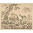 thumbnail image 2 of Jacob van der Does 14x12 Black Ornate Wood Framed Double Matted Museum Art Print Titled: A Herdsman with a Donkey (1658), 2 of 5