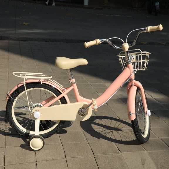 Girls Bike for Kids Bike with Training Wheels Basket Pink Pedal Bike for Kids