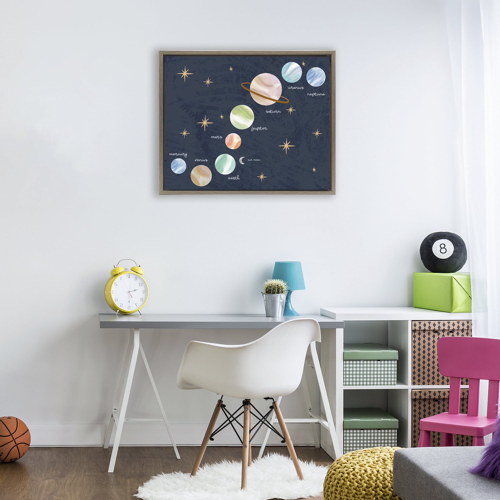 Stupell Industries Educational Space System Brown Framed Floater Canvas Wall Art, design by Lil' Rue