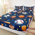 thumbnail image 4 of Homewish Cartoon Ball Print Twin Sheet Sets for Kid, Football Baseball Basketball Twin Fitted Sheet, Sports Theme Flat Sheet, Lightweight Room Decor, 3 Pieces, 4 of 8