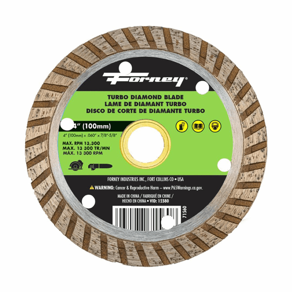 Forney Industries Diamond Cut-Off Blade, Turbo, 4 in
