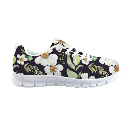 

Girls Shoes with Green Leaves and Flowers Pattern Sneakers Ladies Mesh Footwear Spring Flats 3D Full Print Running Shoe