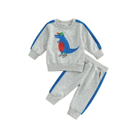 

wybzd Infant Baby Boys Clothes Dinosaur Print Long Sleeve Sweatshirt Tops+Pants 2pcs Sport Suit