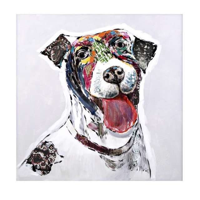 IMAX 46000 Saber the Dog Oil Painting, Multi-Color