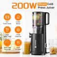thumbnail image 2 of Aobosi Extracteur à Froid, Goulotte d'Alimentation de 5,2 Pouces Auto-Alimentation pour Fonctionnement Mains Libres, Machine à Jus Compatible avec Fruits et Légumes Entiers, Extracteur à Mastication Lente pour Plus de Jus, Moins de Pulpe, Triple Filtre, 2 of 8