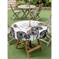 thumbnail image 3 of Outdoor Tablecloth with Umbrella Hole and Zipper, Dandelion Round Table Cloth 60 Inch Waterproof Tablecloth, Black White Modern Country Rustic Plants Picnic Table Cover for Patio Camping, 3 of 7