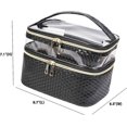 thumbnail image 2 of Makeup Bags Double Layer Travel Storage Cosmetic Cases Make-up Organizer Toiletry Bags Water-resistant for Women Makeup Brush Bag,Black Woven Pattern, 2 of 3
